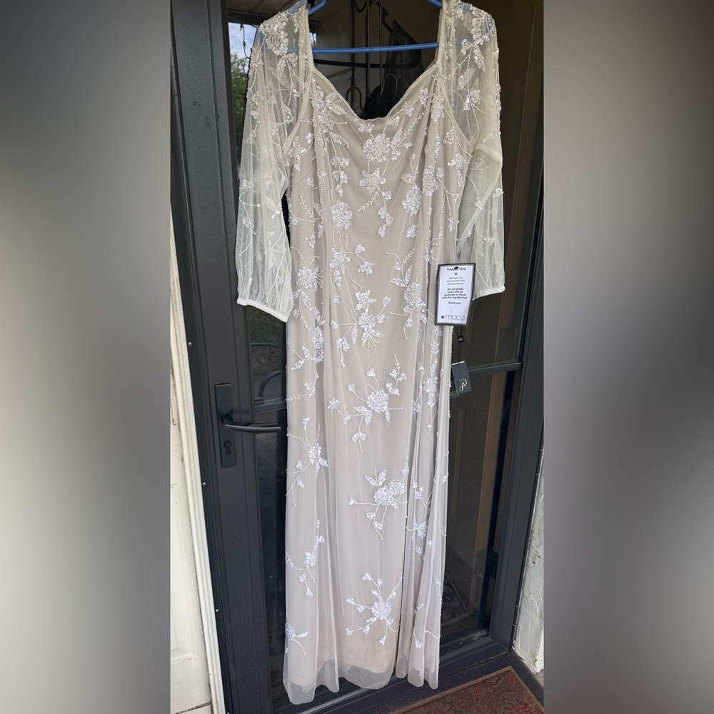 Adrianna Papell Ivory Beaded Off-Shoulder NWT Gown